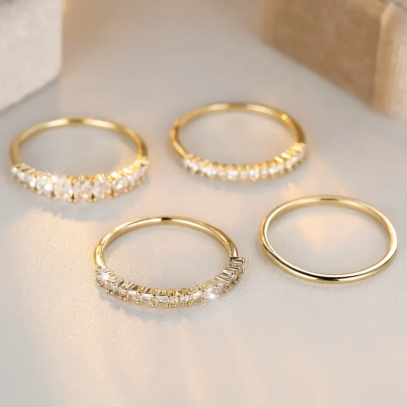Pierścionki Stacking z 14k Złotą Cyrkonią