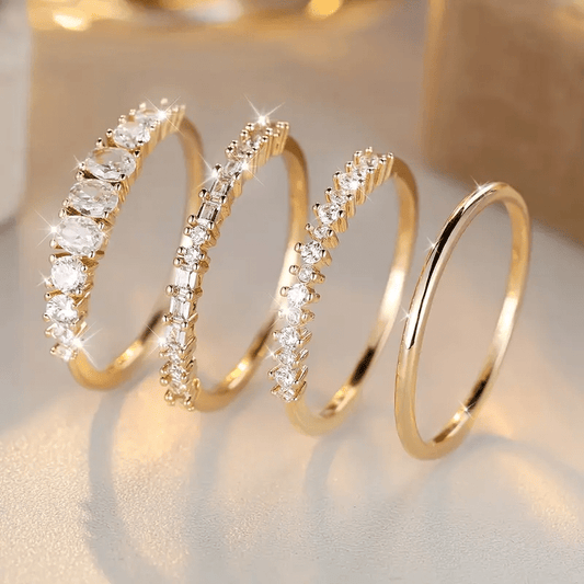 Pierścionki Stacking z 14k Złotą Cyrkonią