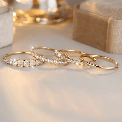 Pierścionki Stacking z 14k Złotą Cyrkonią