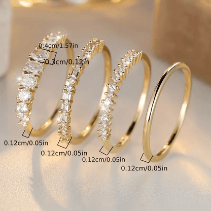 Pierścionki Stacking z 14k Złotą Cyrkonią